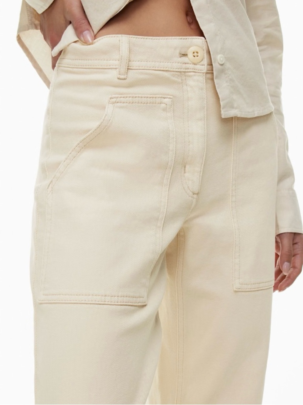 Wilfred Free Aritzia Off-White/Cream Modern Utility Mid-Rise Jean Pants - Picture 11 of 11